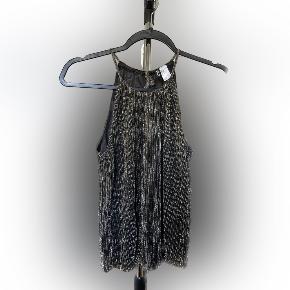 High Neck Flowy Swing Top Gold/Silver